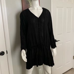 Johnny Was Mini Dress with Tie Waist & Embroidery